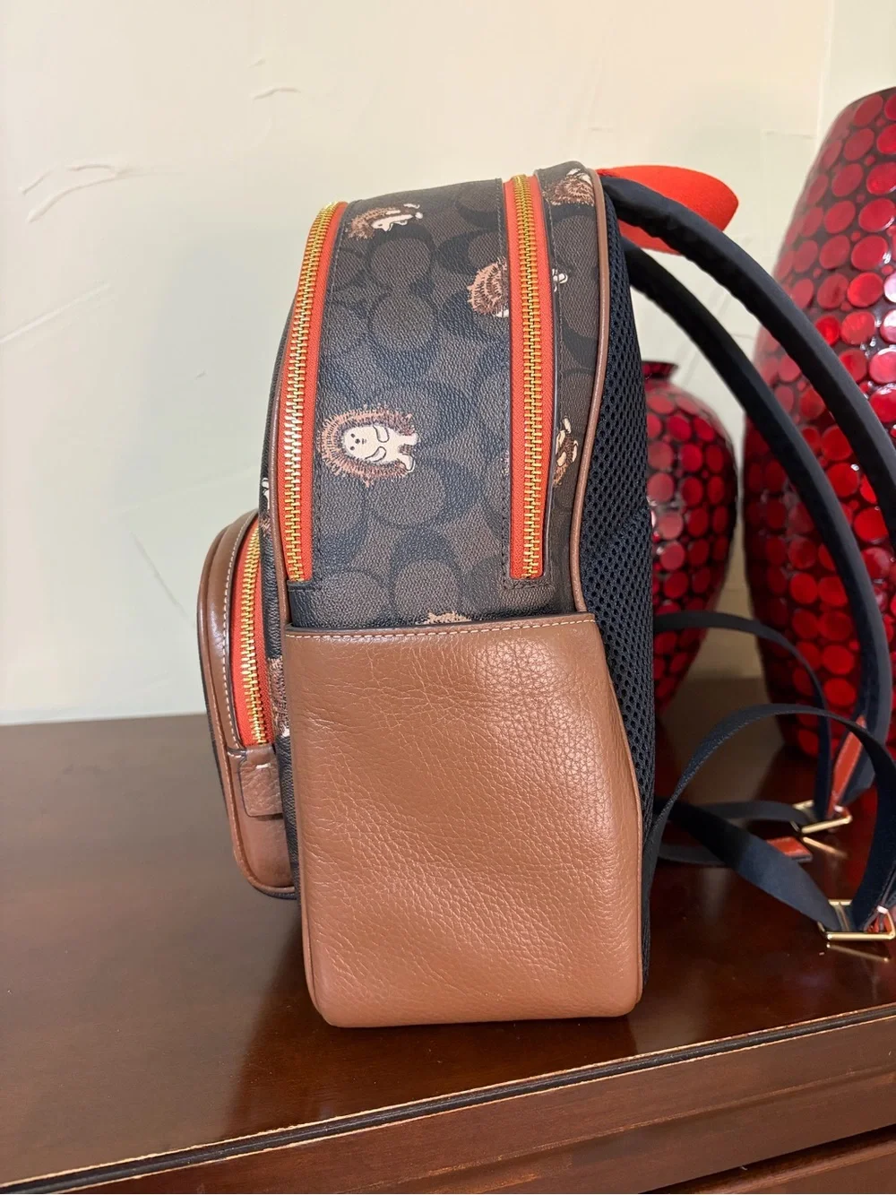 Coach Court Backpack in Signature Canvas with Hedgehog Print Style CC429